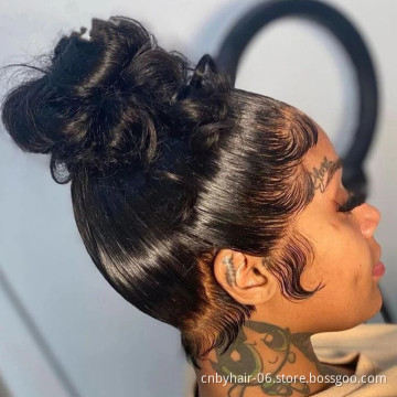 Glueless Pre Plucked 360 Lace Frontal Wigs Vendor, 360 Lace High Ponytail Wig,180 Density Remy Brazilian Straight Wigs For Women